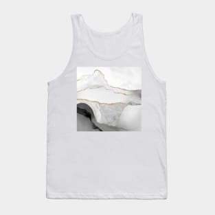 Watercolor Agate in Monochrome Faux Glitter Veins Tank Top